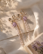 Lavender Pearl Tassel Earrings