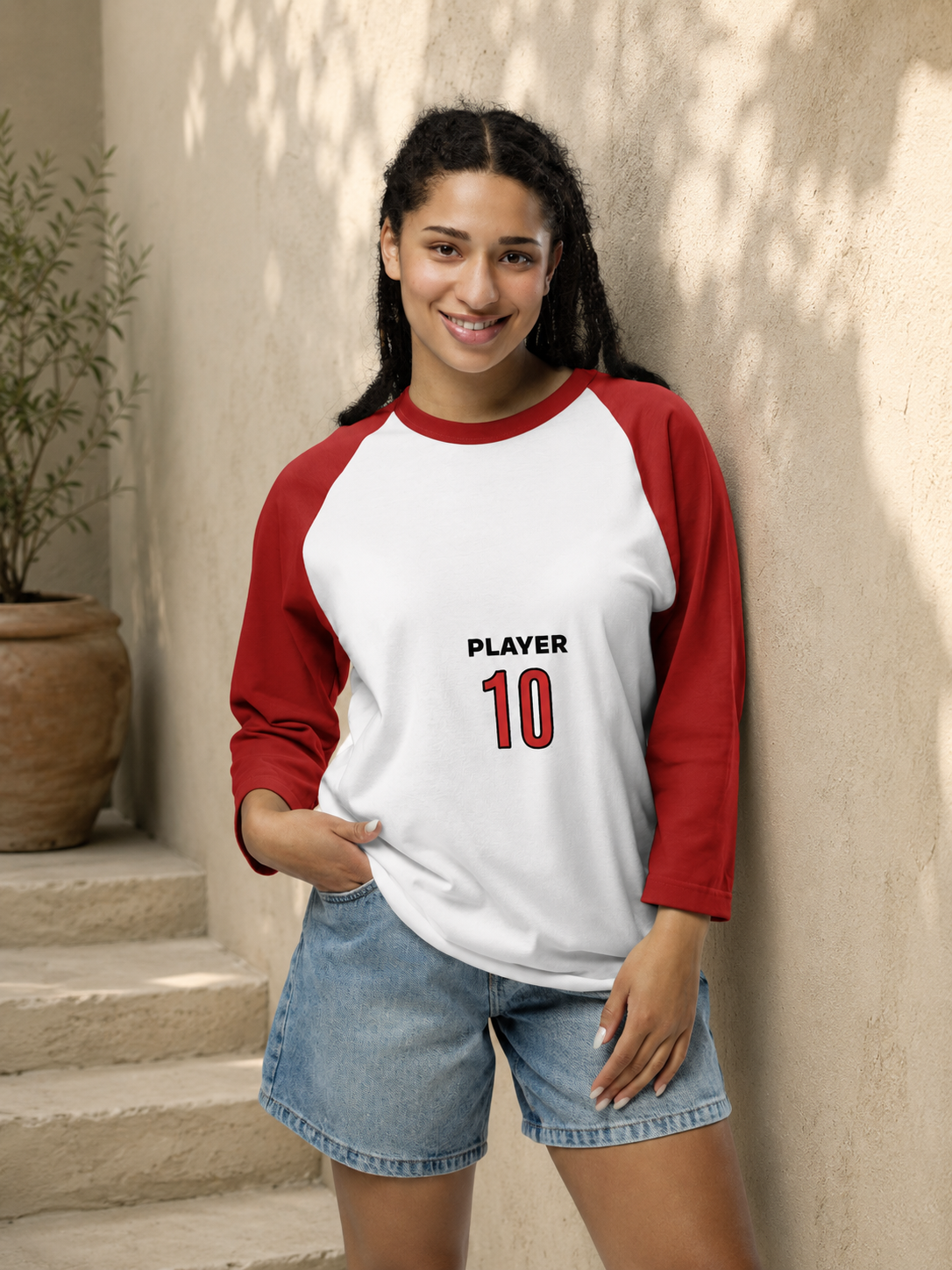 3/4 sleeve raglan shirt